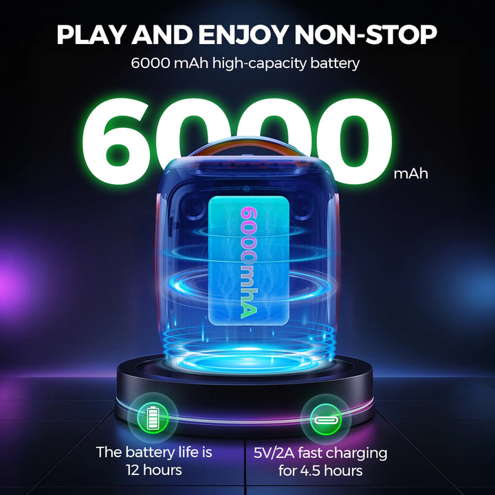 PLAY AND ENJOY NON-STOP, 6000 mAh high-capacity battery