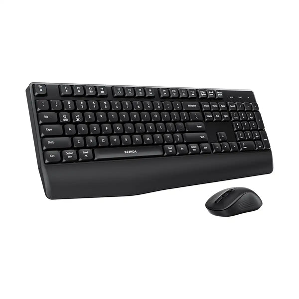 SEENDA COE200 Wireless Keyboard & Mouse Combo, USB + Bluetooth Multi-Device, Ergonomic, Full-Size with Numeric Keypad