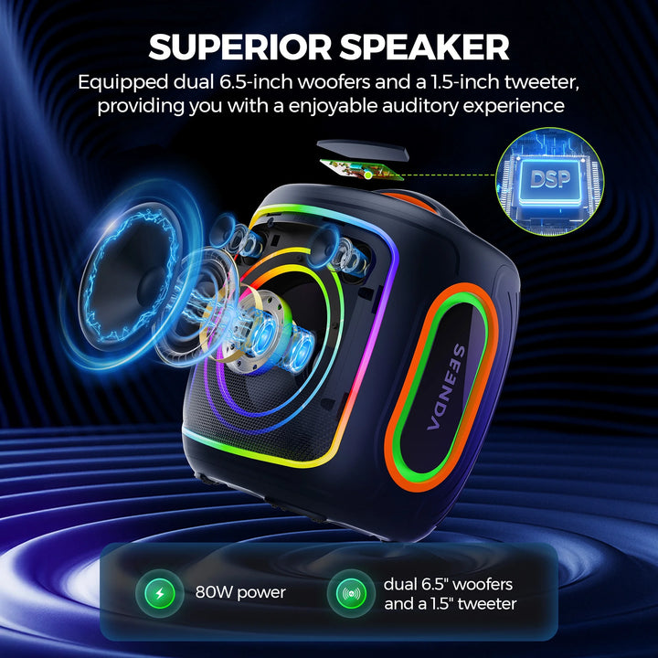 SUPERIOR SPEAKER
Equipped dual 6.5-inch woofers and a1.5-inch tweeter,providing you with a enjoyable auditory experience